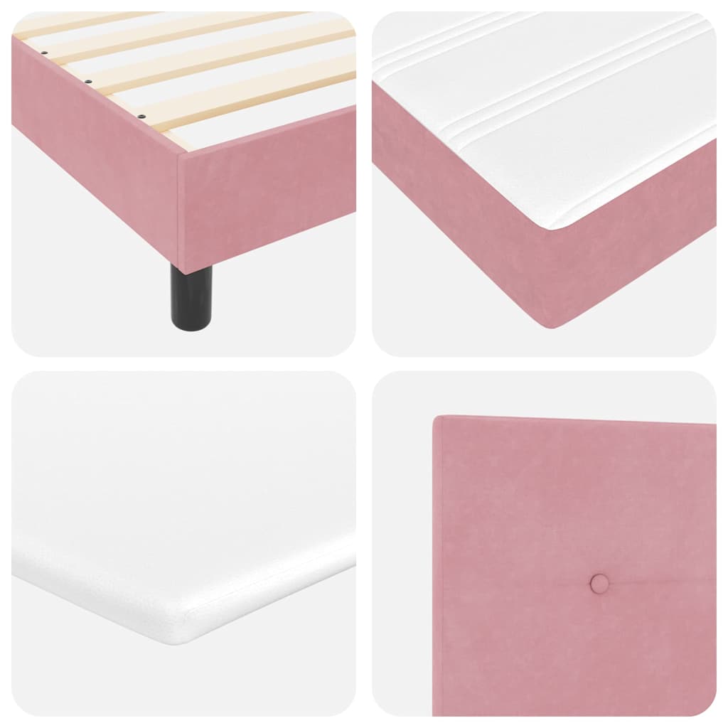 Boxspringbett mit Kopfteil Rosa 200 x 200 cm Samt