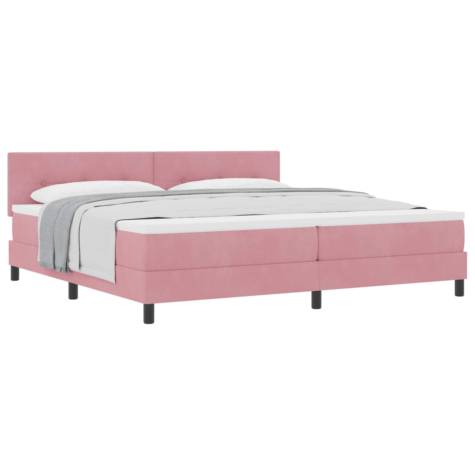 Boxspringbett mit Kopfteil Rosa 200 x 200 cm Samt