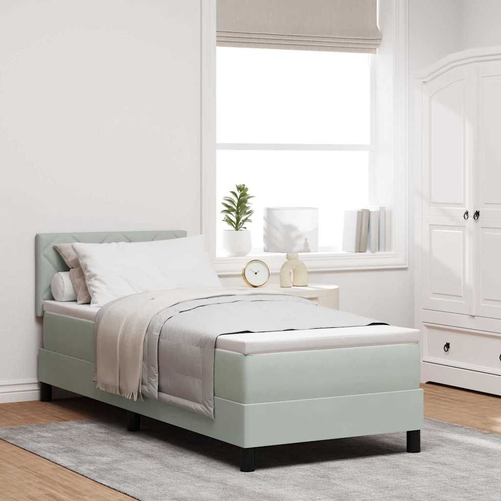 Boxspringbett mit Kopfteil Hellgrau 80 x 200 cm Samt