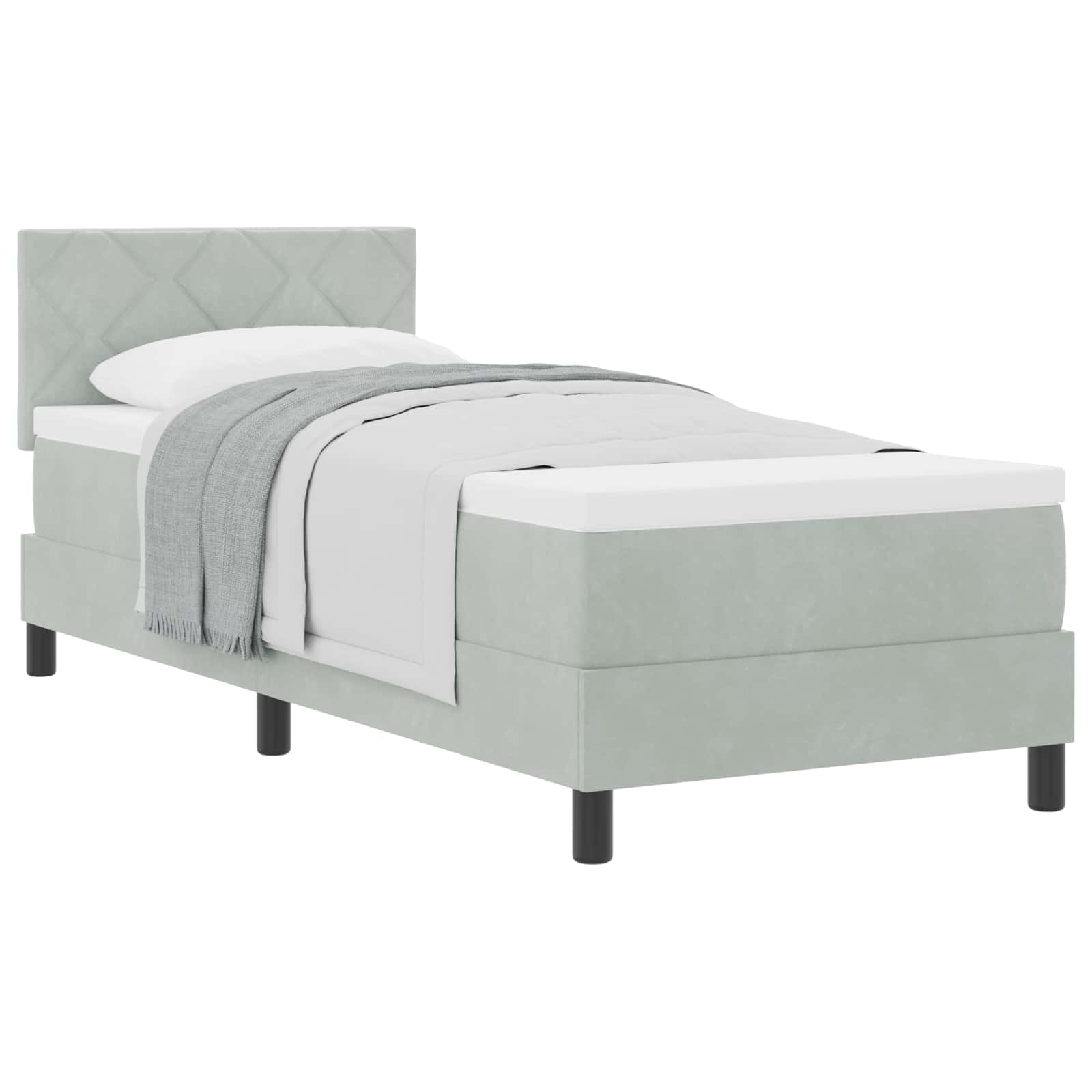 Boxspringbett mit Kopfteil Hellgrau 80 x 200 cm Samt
