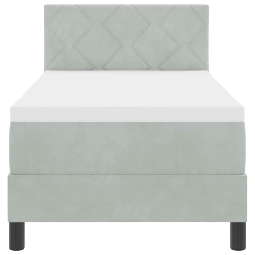 Boxspringbett mit Kopfteil Hellgrau 80 x 200 cm Samt