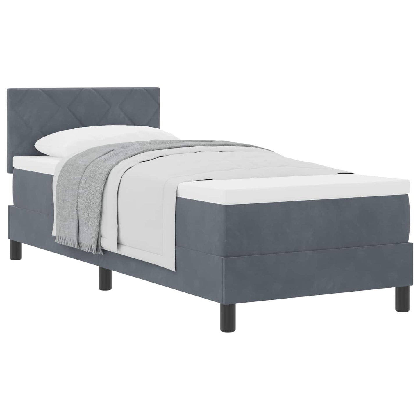Boxspringbett mit Kopfteil Dunkelgrau 80 x 200 cm Samt
