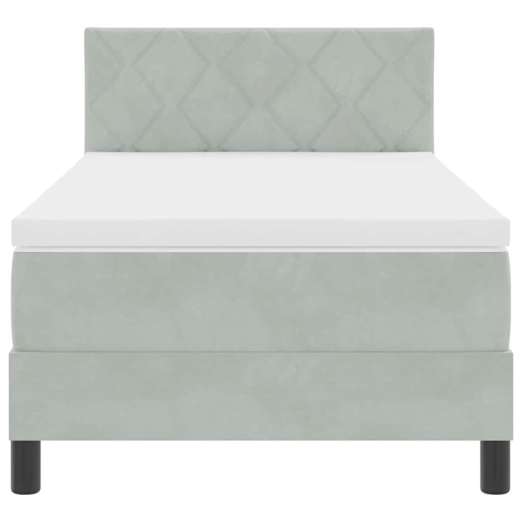 Boxspringbett mit Kopfteil Hellgrau 90 x 190 cm Samt