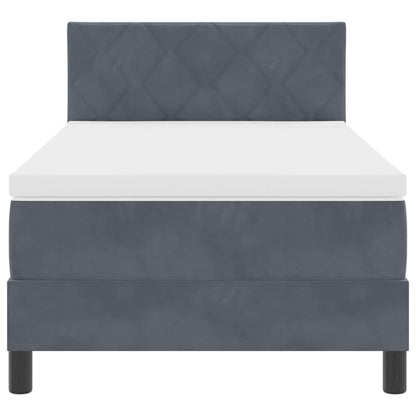 Boxspringbett mit Kopfteil Dunkelgrau 90 x 190 cm Samt