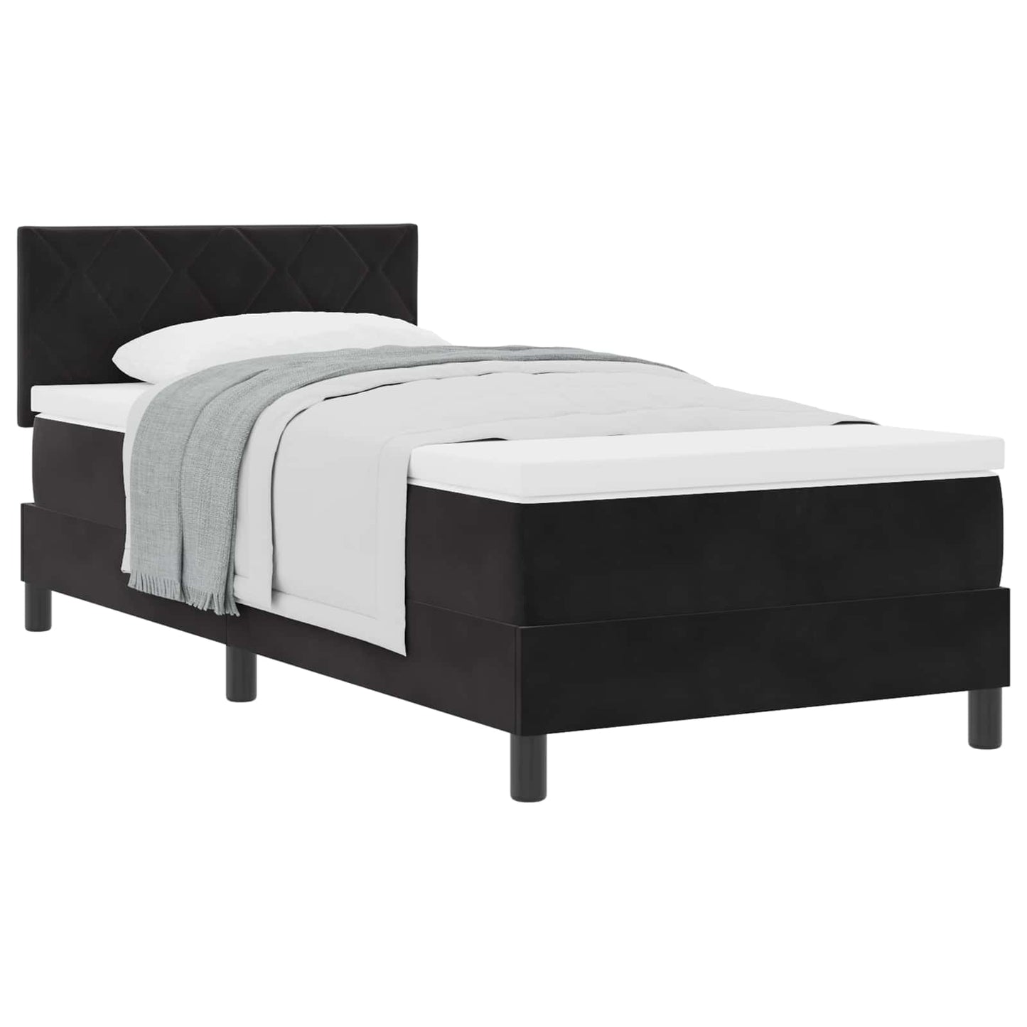 Boxspringbett mit Kopfteil Schwarz 90 x 190 cm Samt