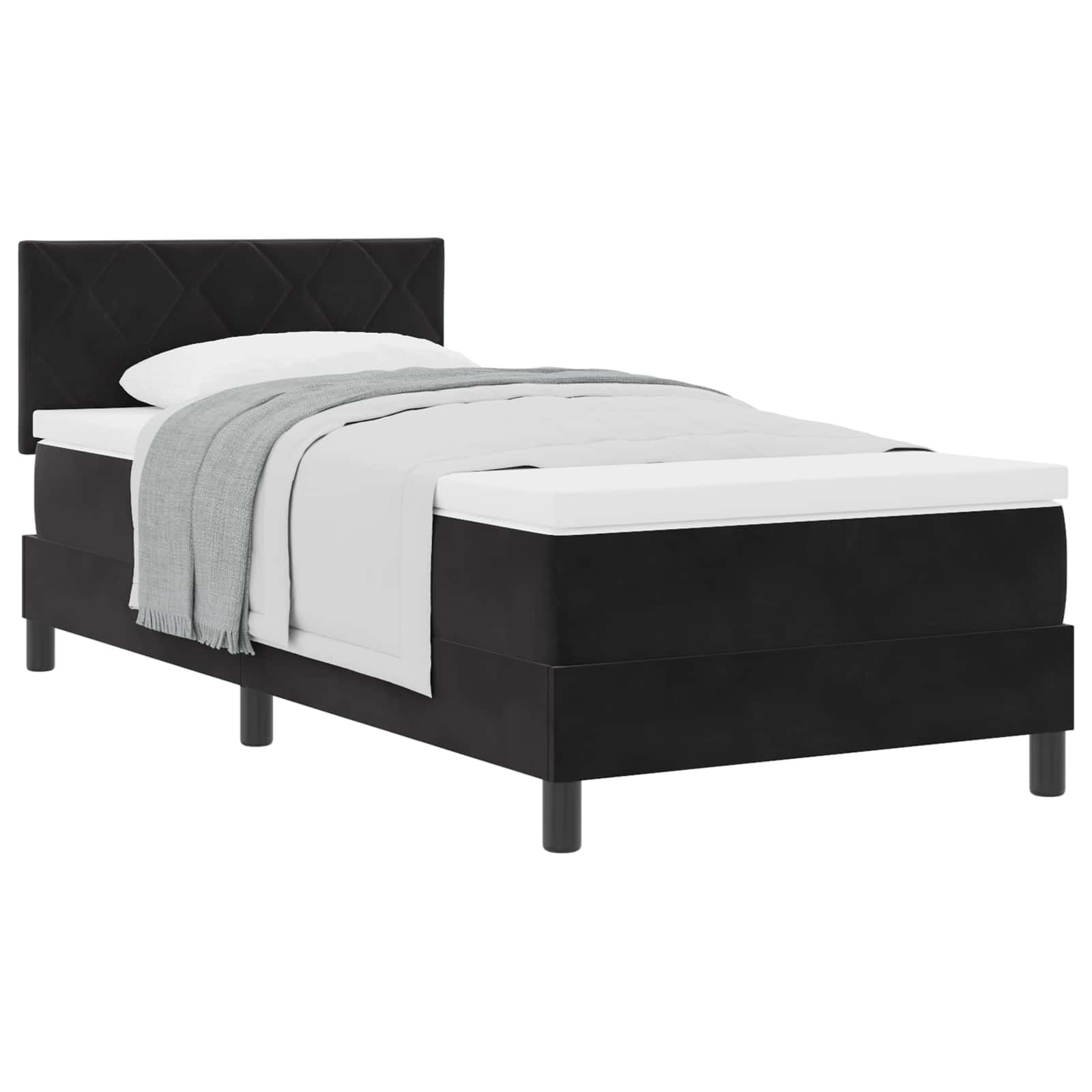 Boxspringbett mit Kopfteil Schwarz 90 x 190 cm Samt