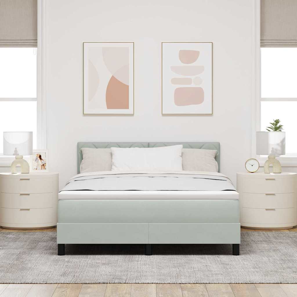 Boxspringbett mit Kopfteil Hellgrau 140 x 190 cm Samt