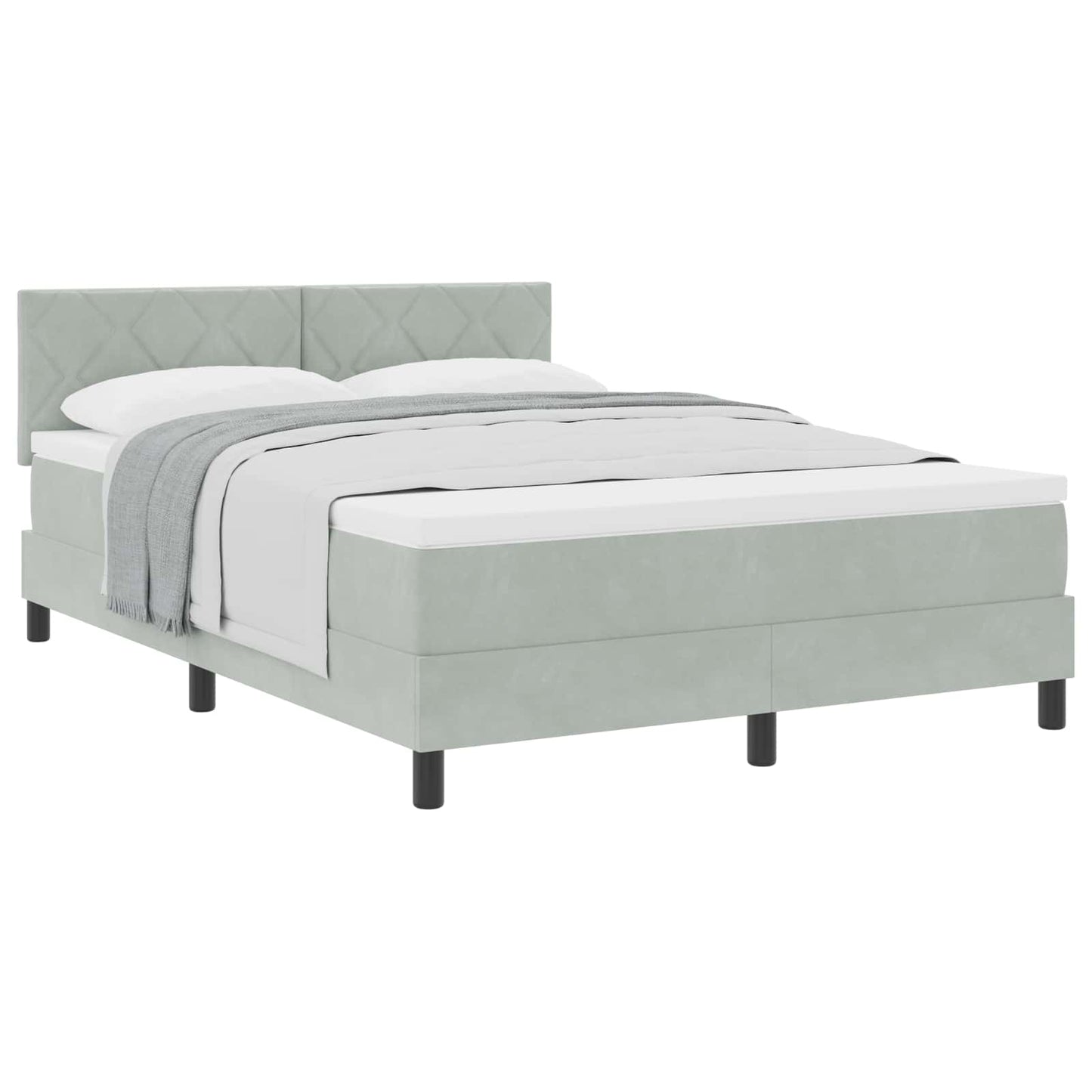 Boxspringbett mit Kopfteil Hellgrau 140 x 200 cm Samt