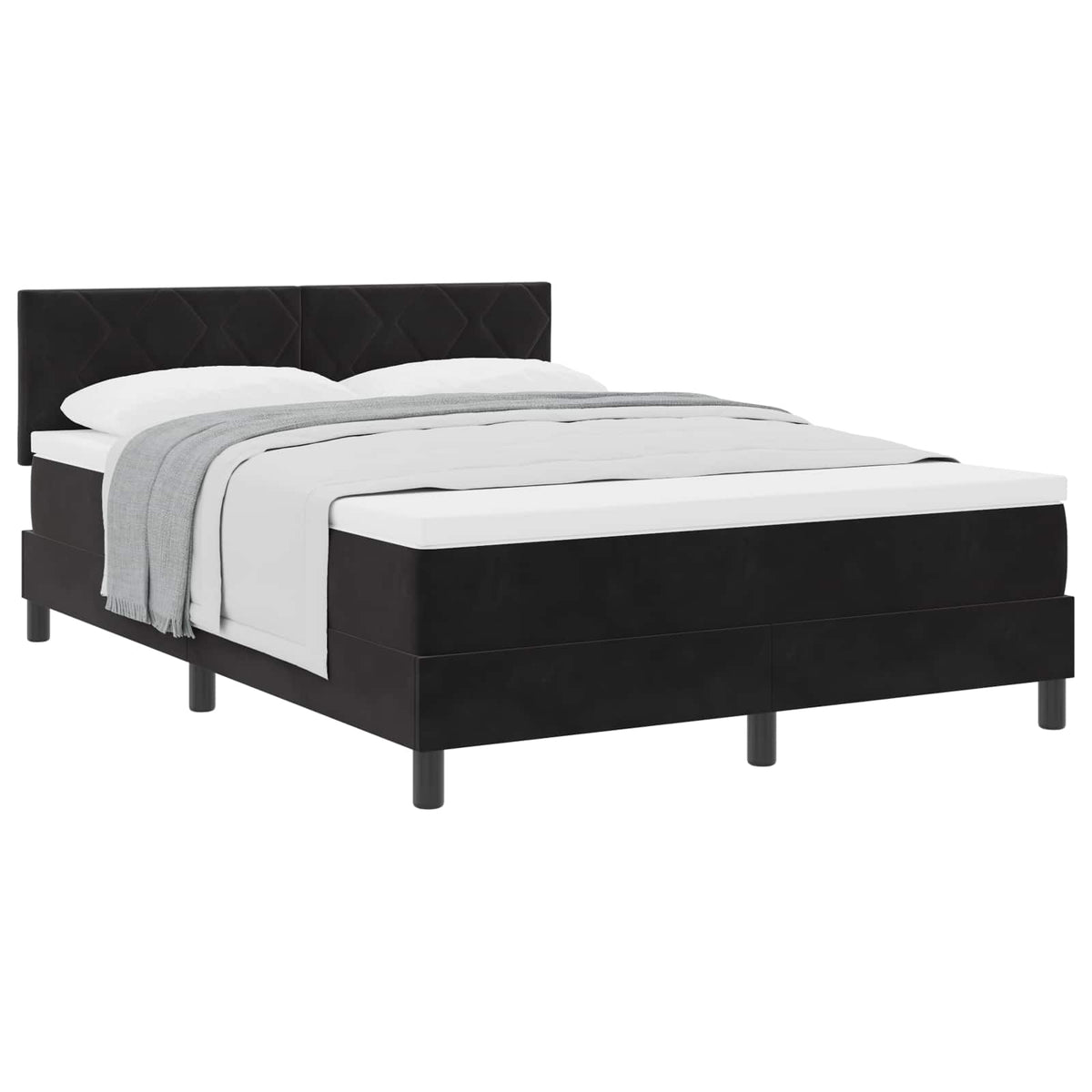 Boxspringbett mit Kopfteil Schwarz 140 x 200 cm Samt