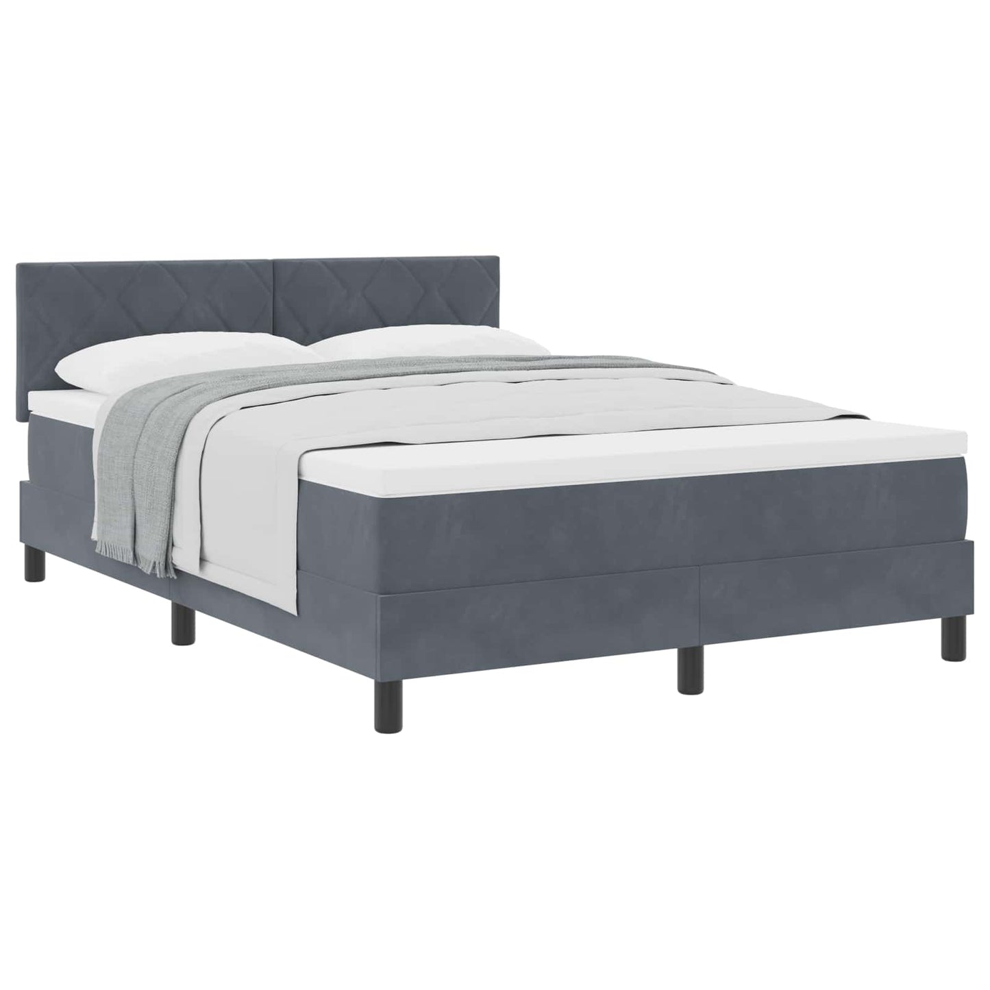 Boxspringbett mit Kopfteil Dunkelgrau 160 x 200 cm Samt
