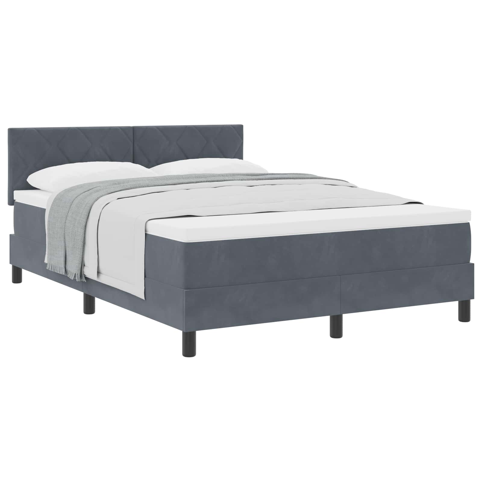 Boxspringbett mit Kopfteil Dunkelgrau 160 x 200 cm Samt