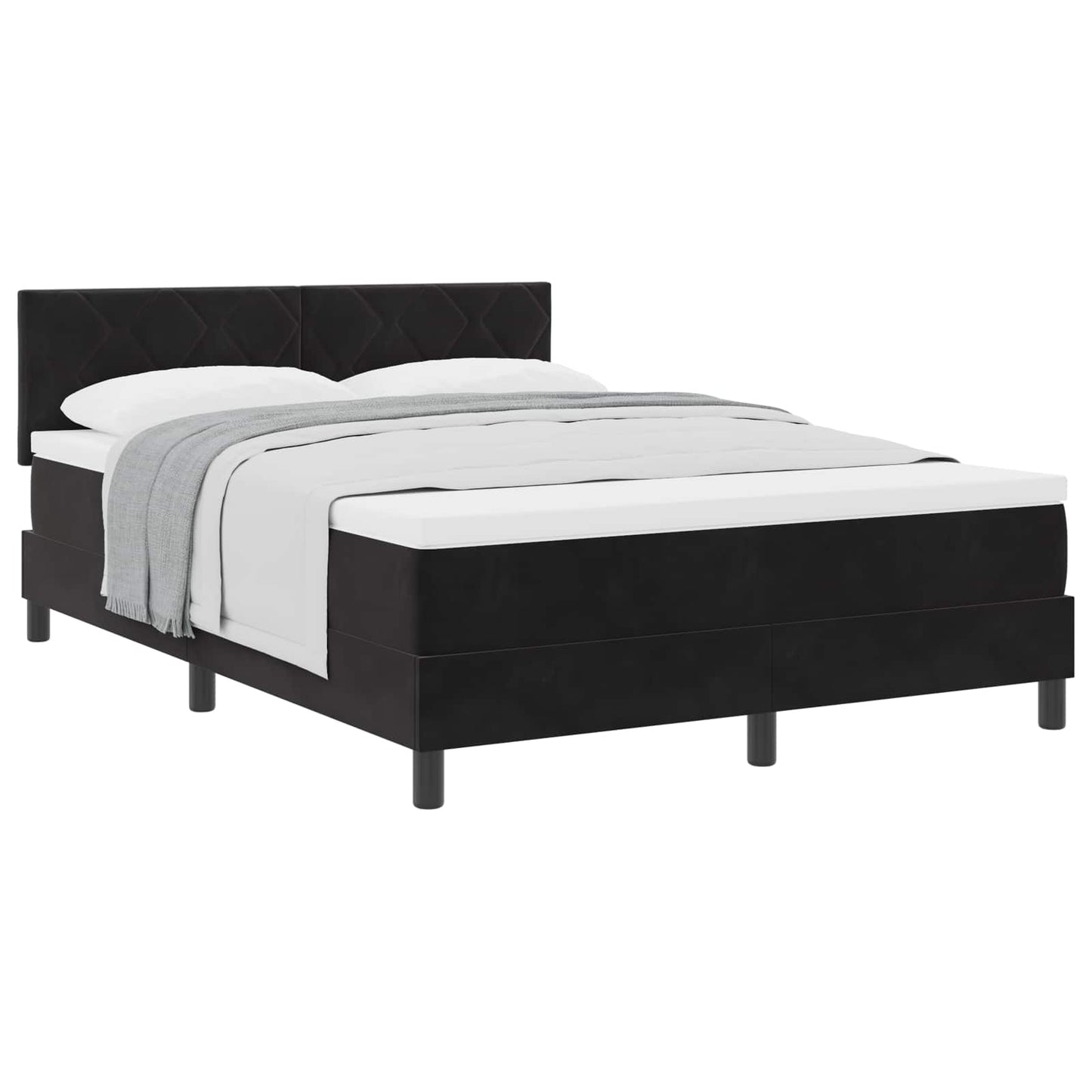 Boxspringbett mit Kopfteil Schwarz 160 x 200 cm Samt