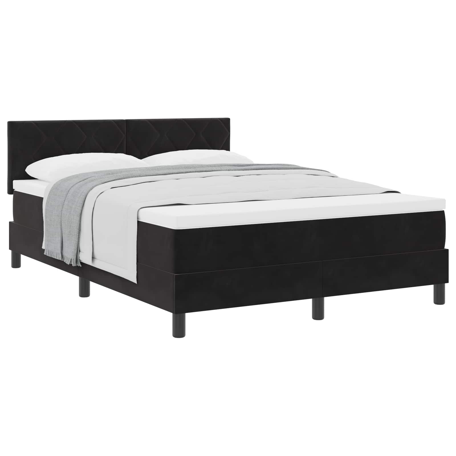 Boxspringbett mit Kopfteil Schwarz 160 x 200 cm Samt