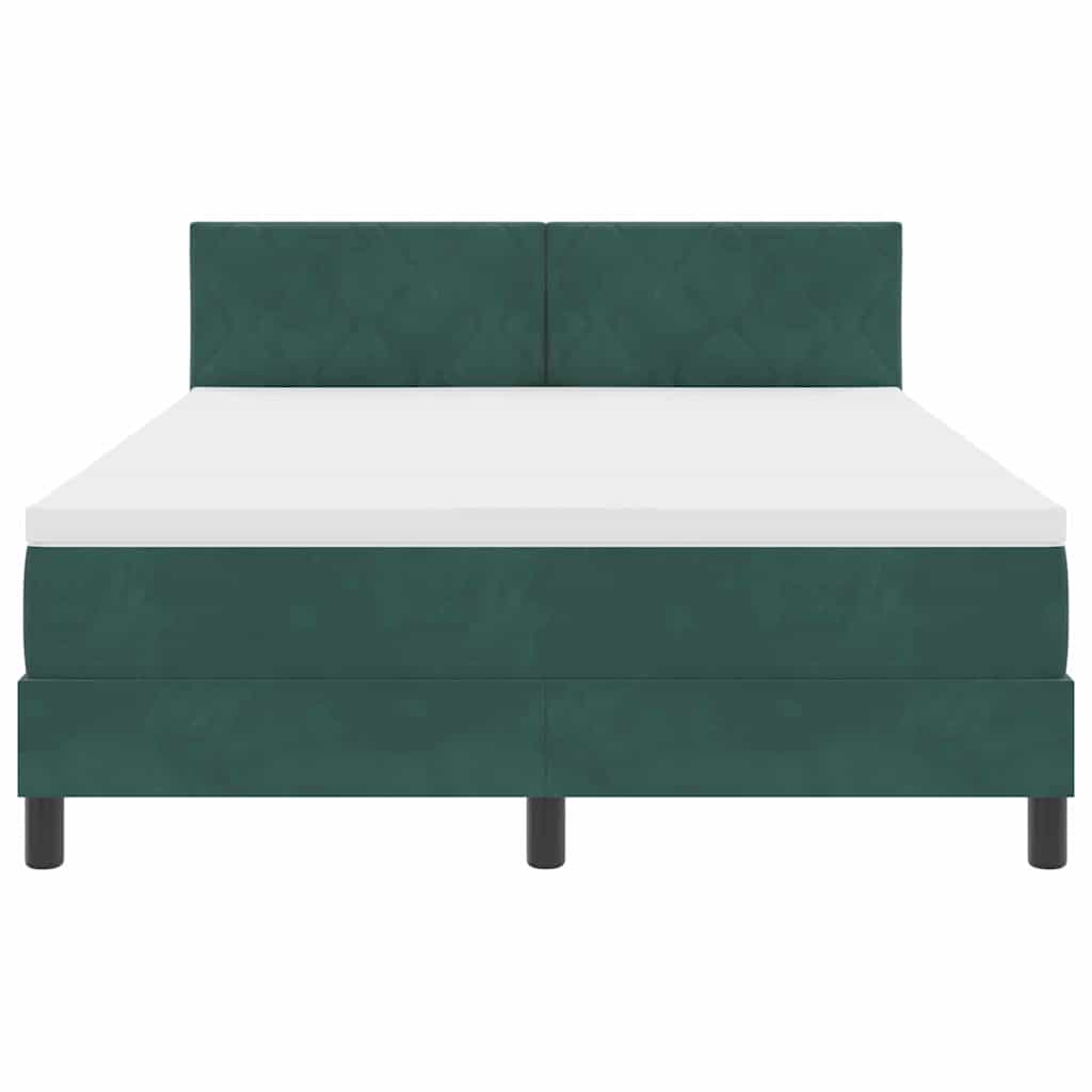 Boxspringbett mit Kopfteil Dunkelgrün 160 x 200 cm Samt