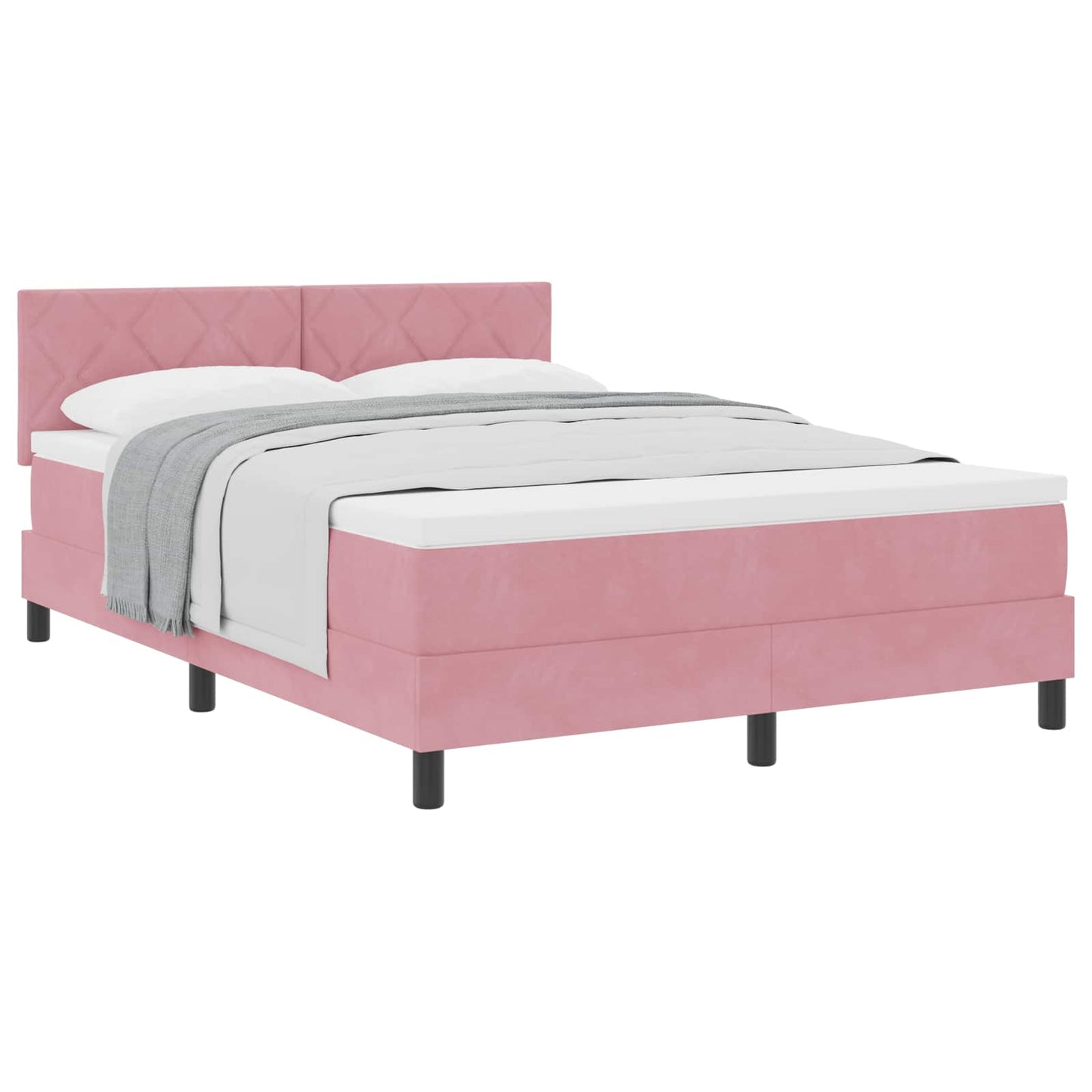 Boxspringbett mit Kissen mit Kopfteil Rosa 160 x 200 cm Samt