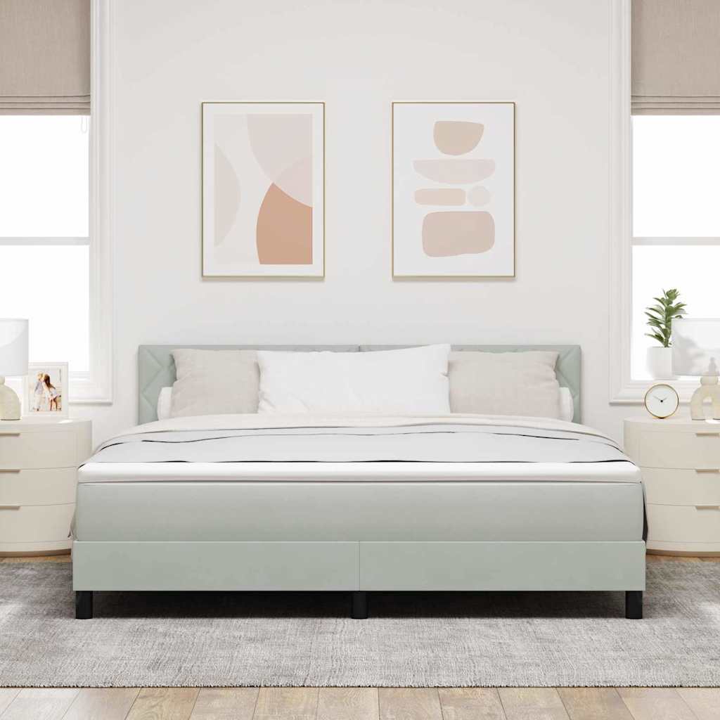Boxspringbett mit Kopfteil Hellgrau 180 x 200 cm Samt