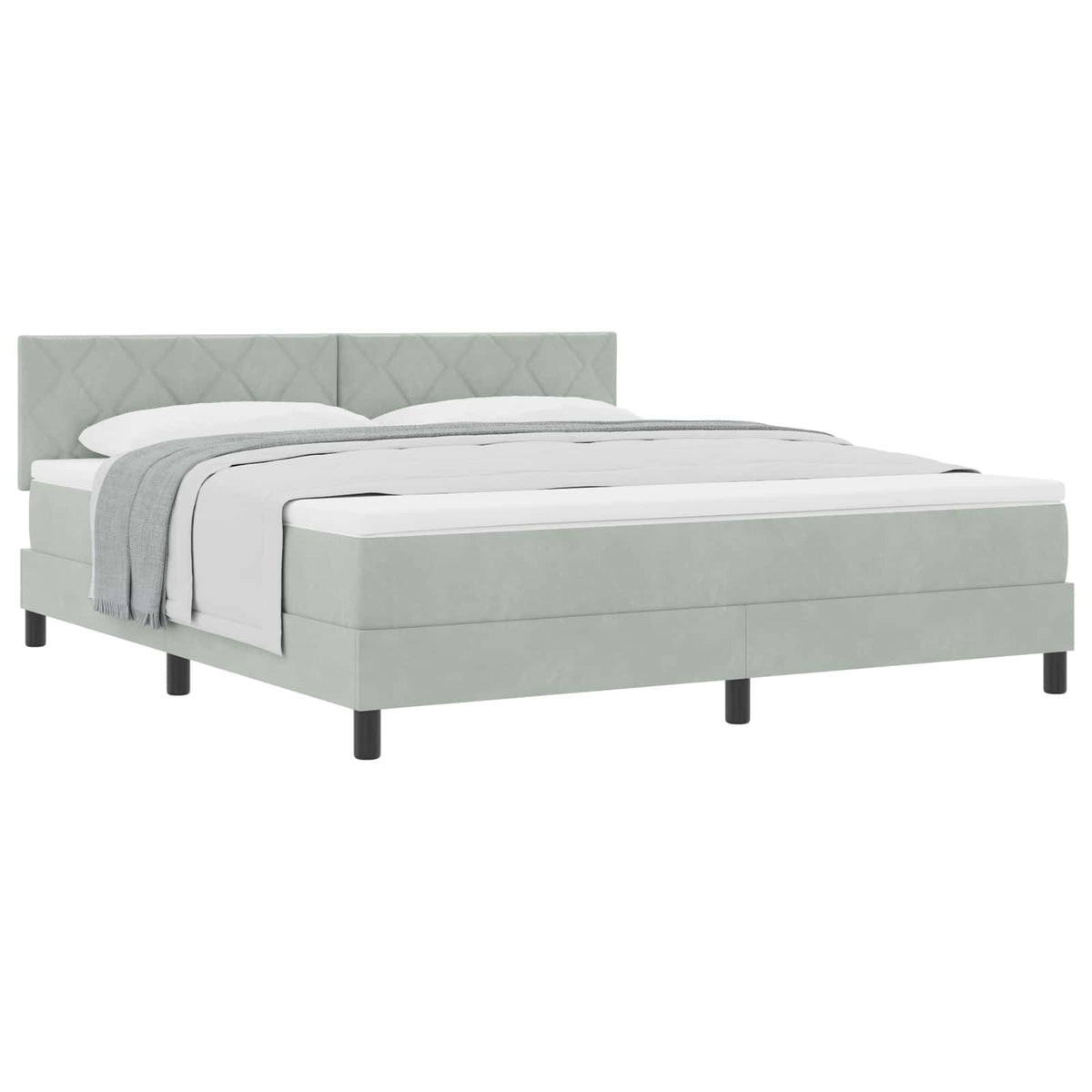 Boxspringbett mit Kopfteil Hellgrau 180 x 200 cm Samt