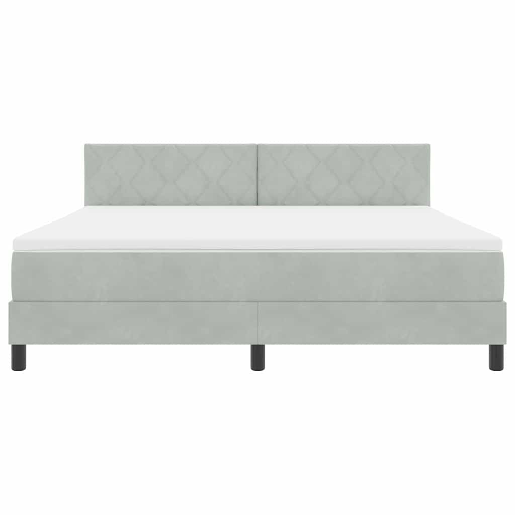 Boxspringbett mit Kopfteil Hellgrau 180 x 200 cm Samt