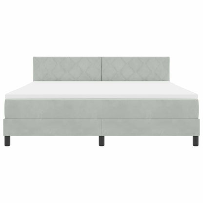 Boxspringbett mit Kopfteil Hellgrau 180 x 200 cm Samt