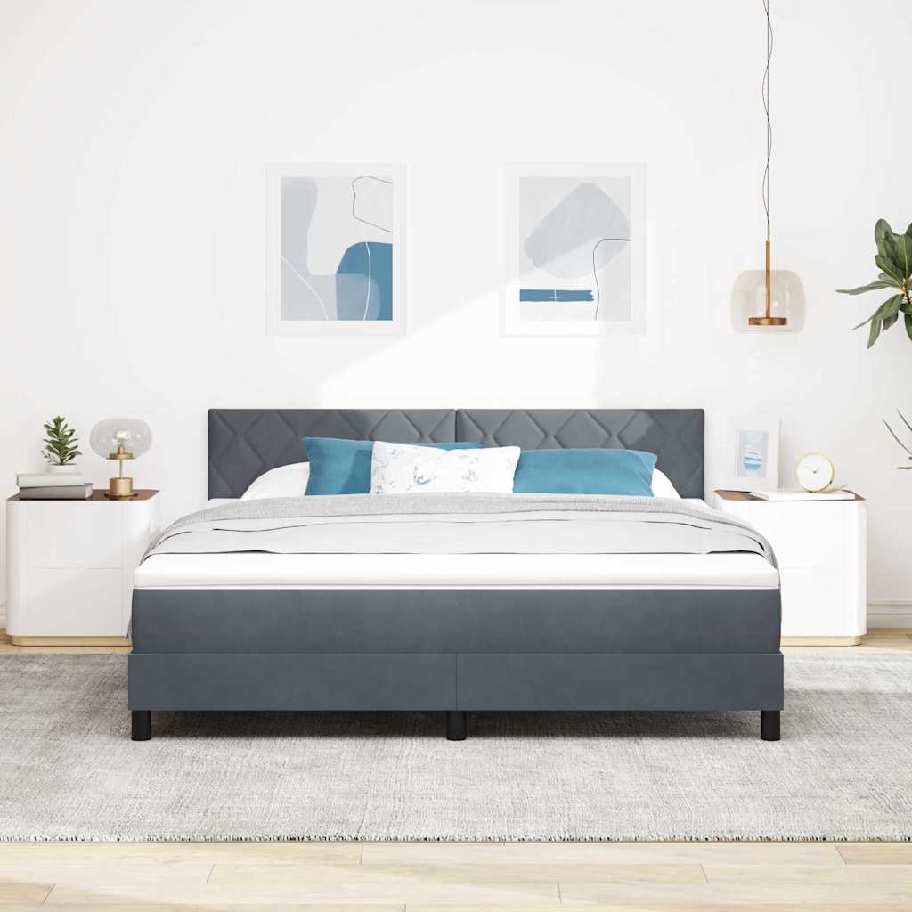 Boxspringbett mit Kopfteil Dunkelgrau 180 x 200 cm Samt
