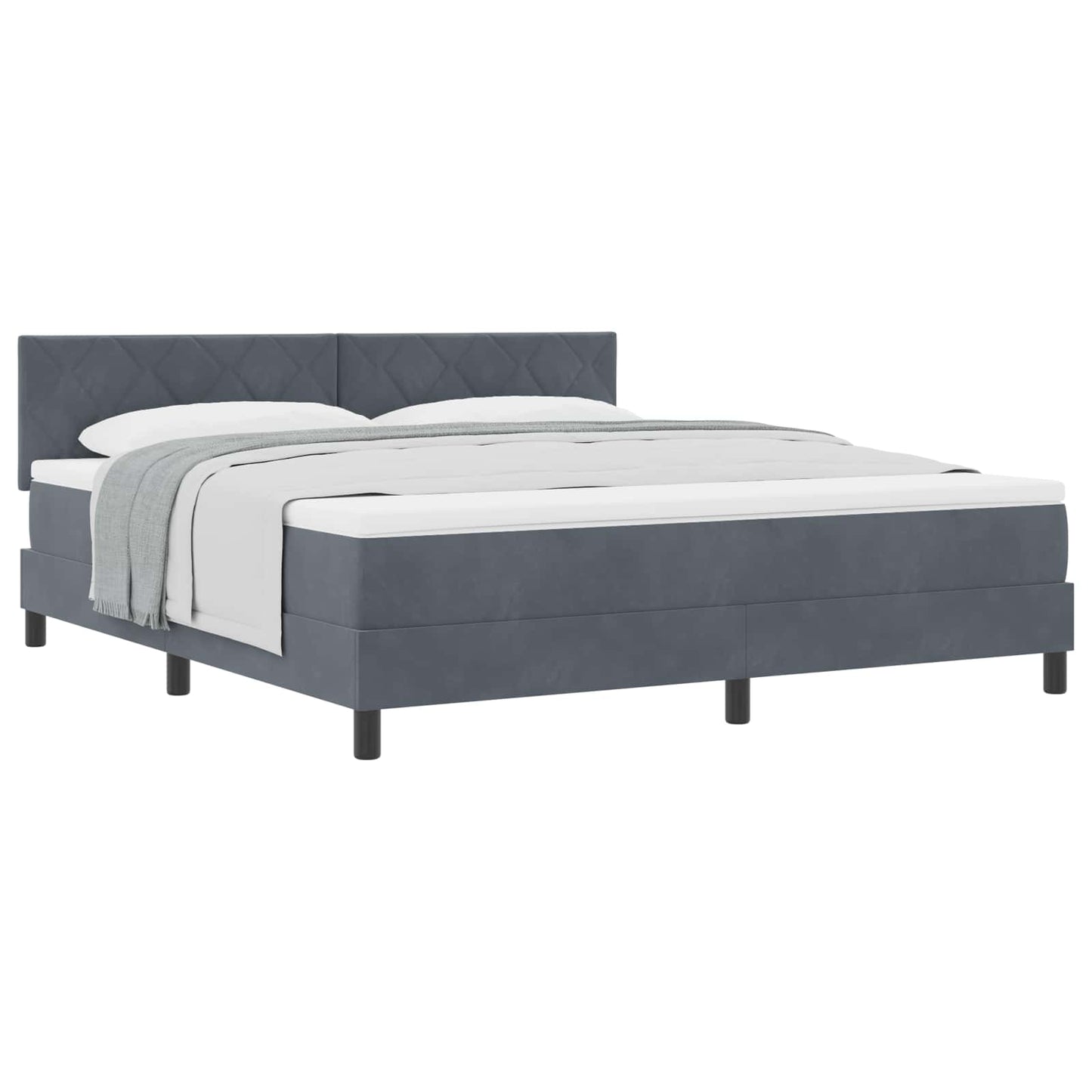 Boxspringbett mit Kopfteil Dunkelgrau 180 x 200 cm Samt