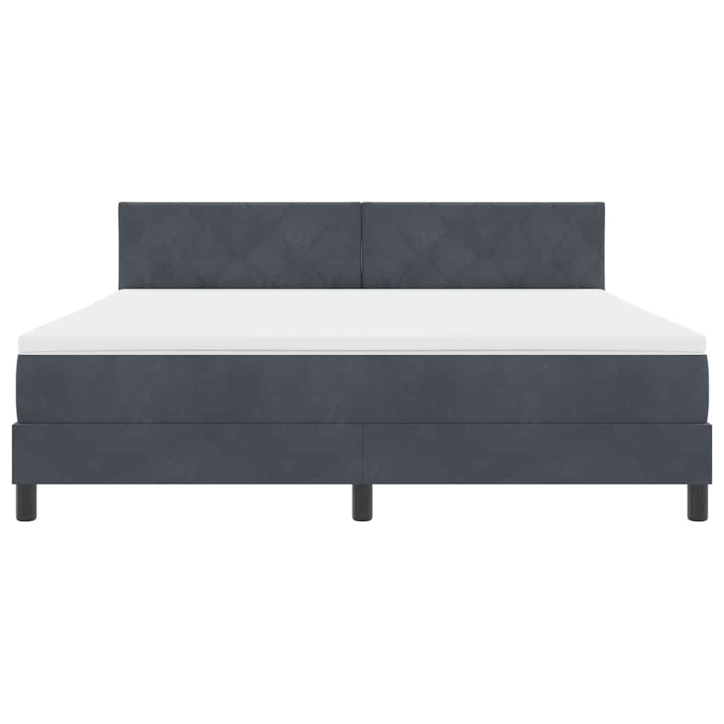 Boxspringbett mit Kopfteil Dunkelgrau 180 x 200 cm Samt