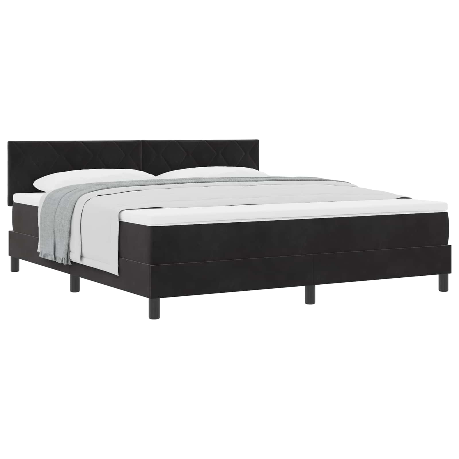 Boxspringbett mit Kopfteil Schwarz 180 x 200 cm Samt