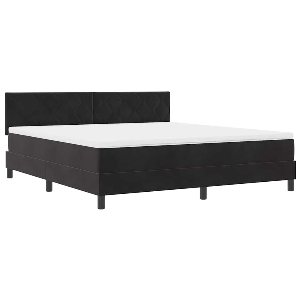 Boxspringbett mit Kopfteil Schwarz 180 x 200 cm Samt