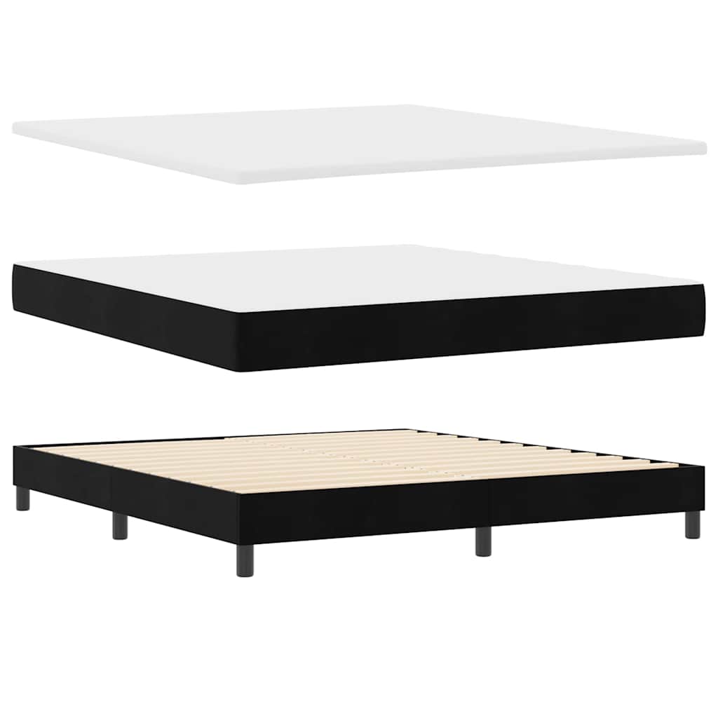 Boxspringbett mit Kopfteil Schwarz 180 x 200 cm Samt