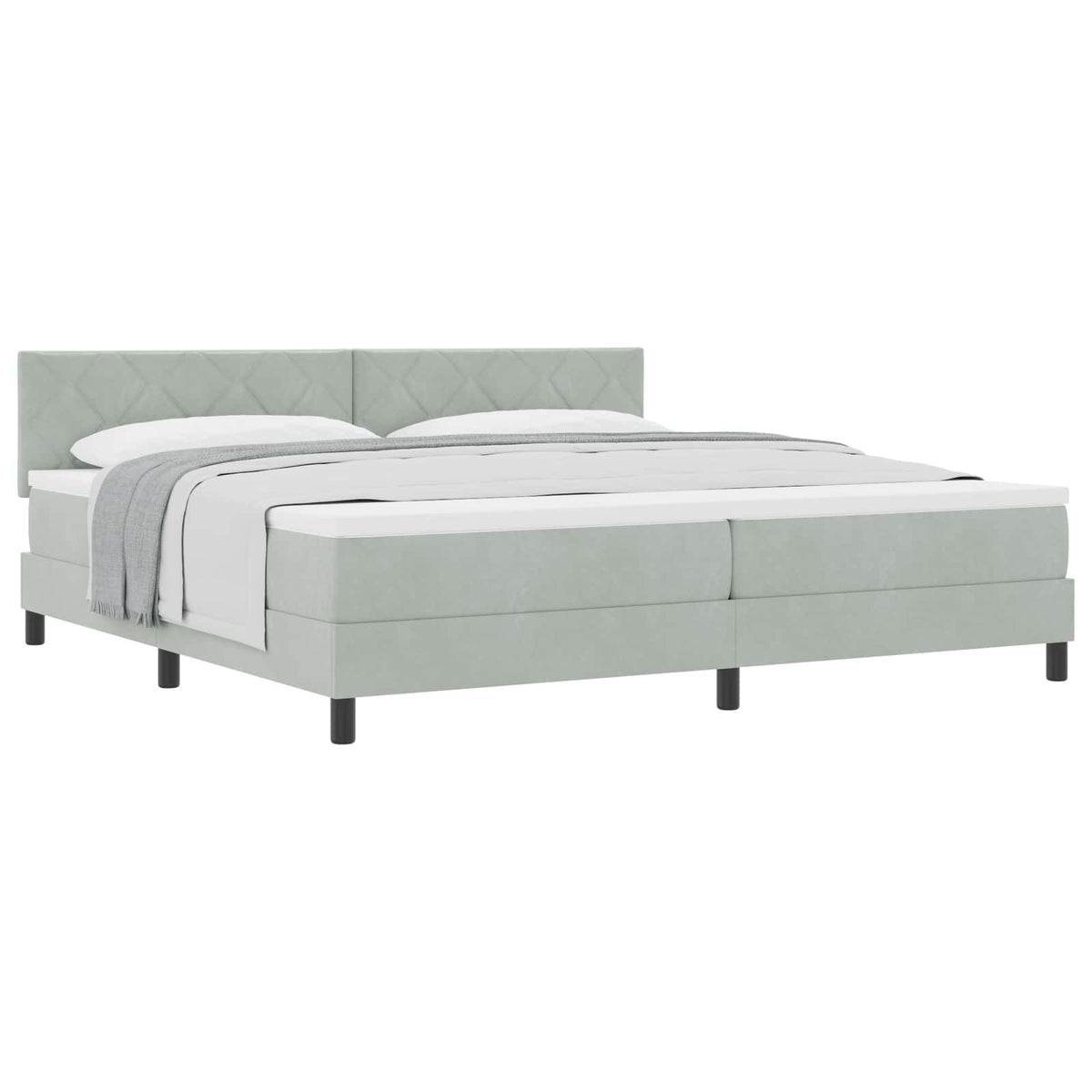 Boxspringbett mit Kopfteil Hellgrau 200 x 200 cm Samt