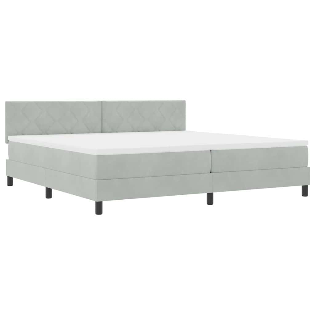Boxspringbett mit Kopfteil Hellgrau 200 x 200 cm Samt