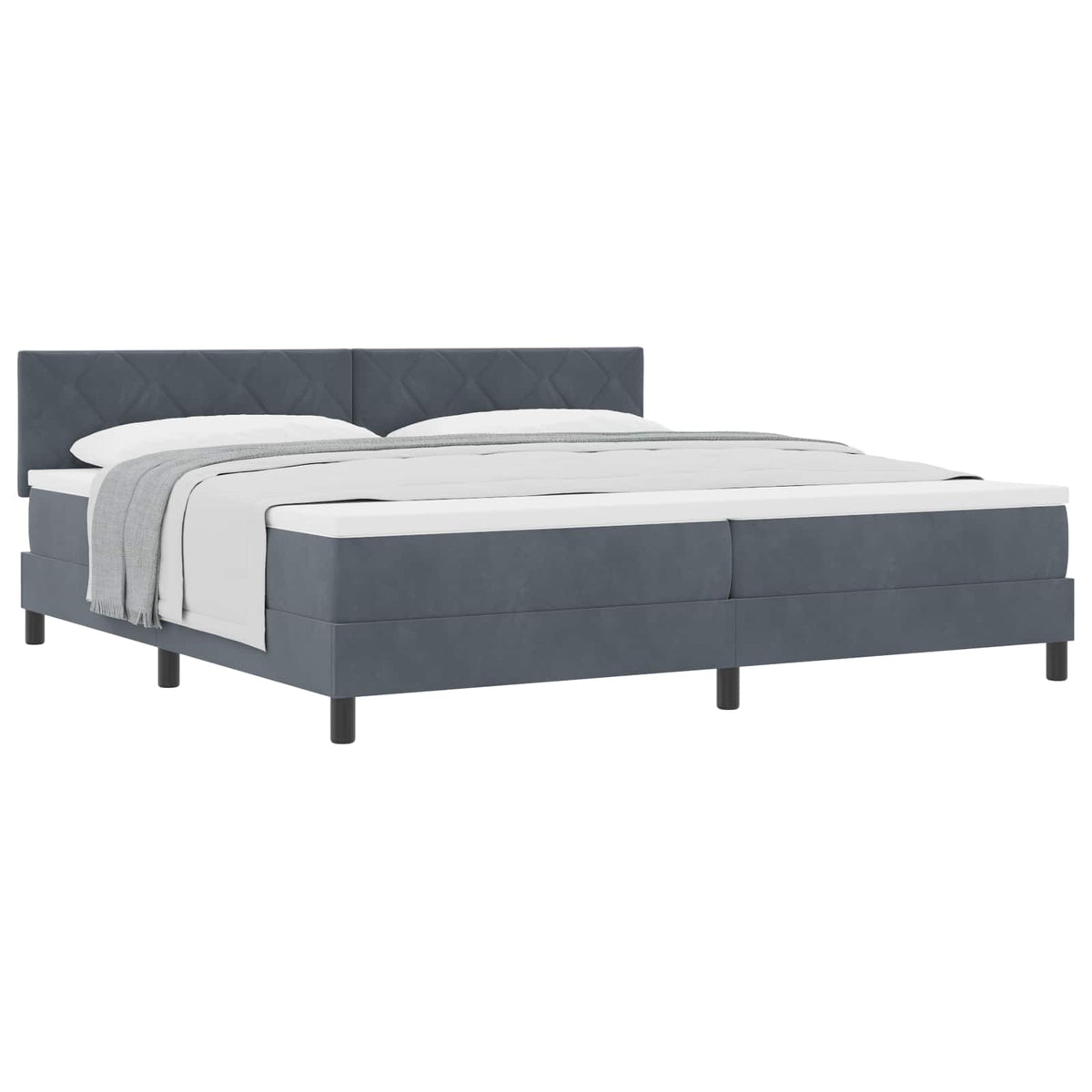 Boxspringbett mit Kopfteil Dunkelgrau 200 x 200 cm Samt