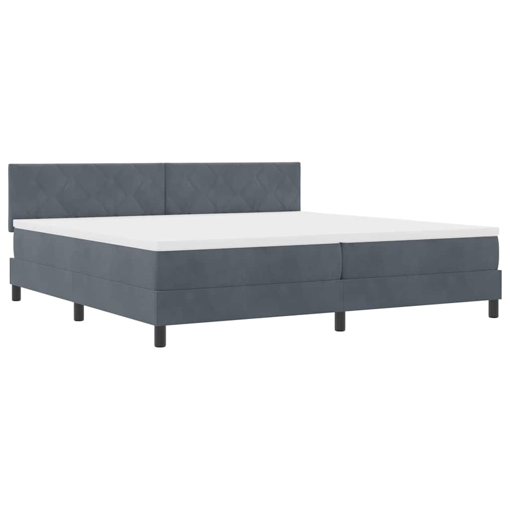 Boxspringbett mit Kopfteil Dunkelgrau 200 x 200 cm Samt