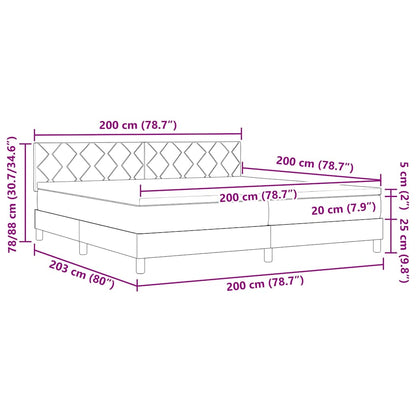 Boxspringbett mit Kopfteil Dunkelgrau 200 x 200 cm Samt