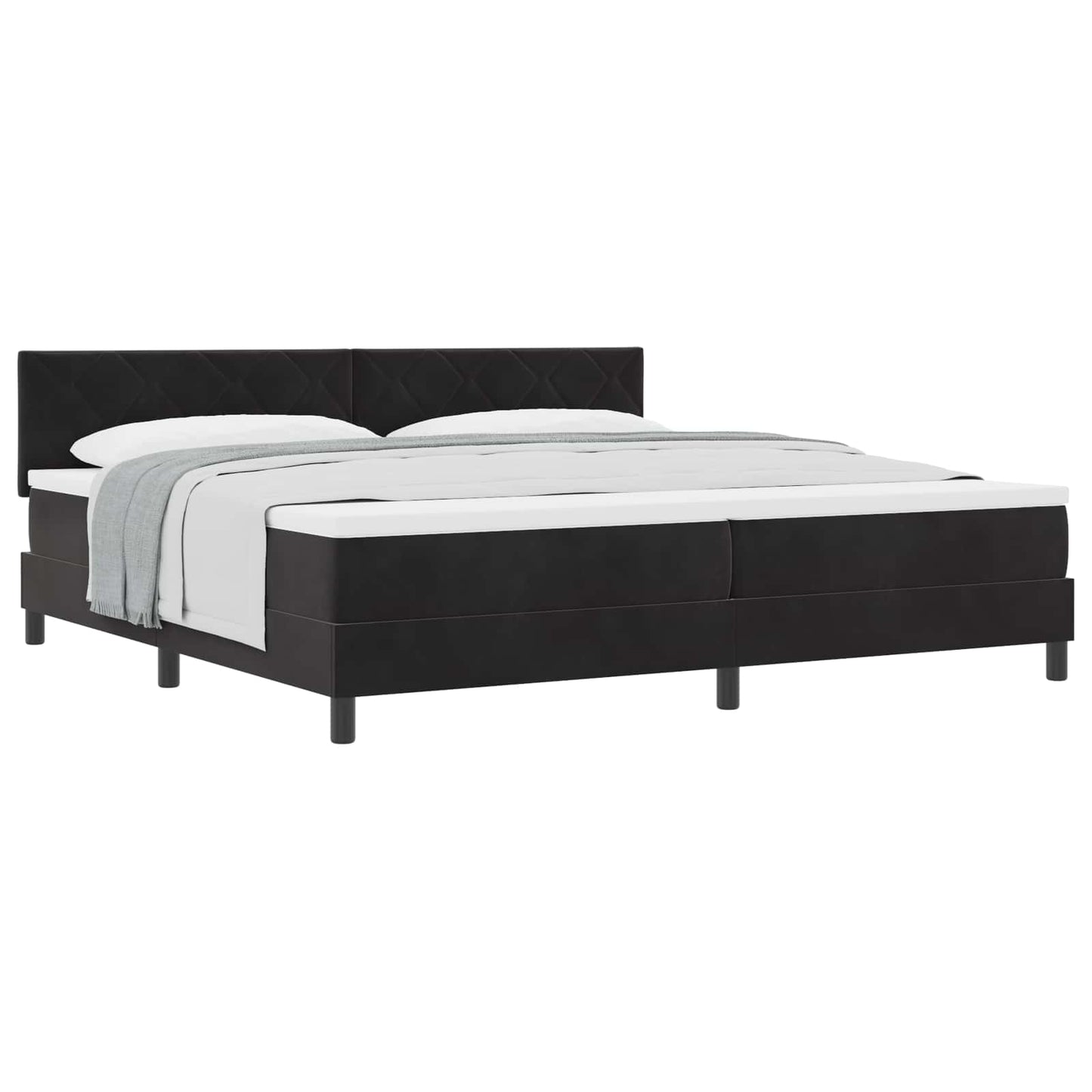 Boxspringbett mit Kopfteil Schwarz 200 x 200 cm Samt