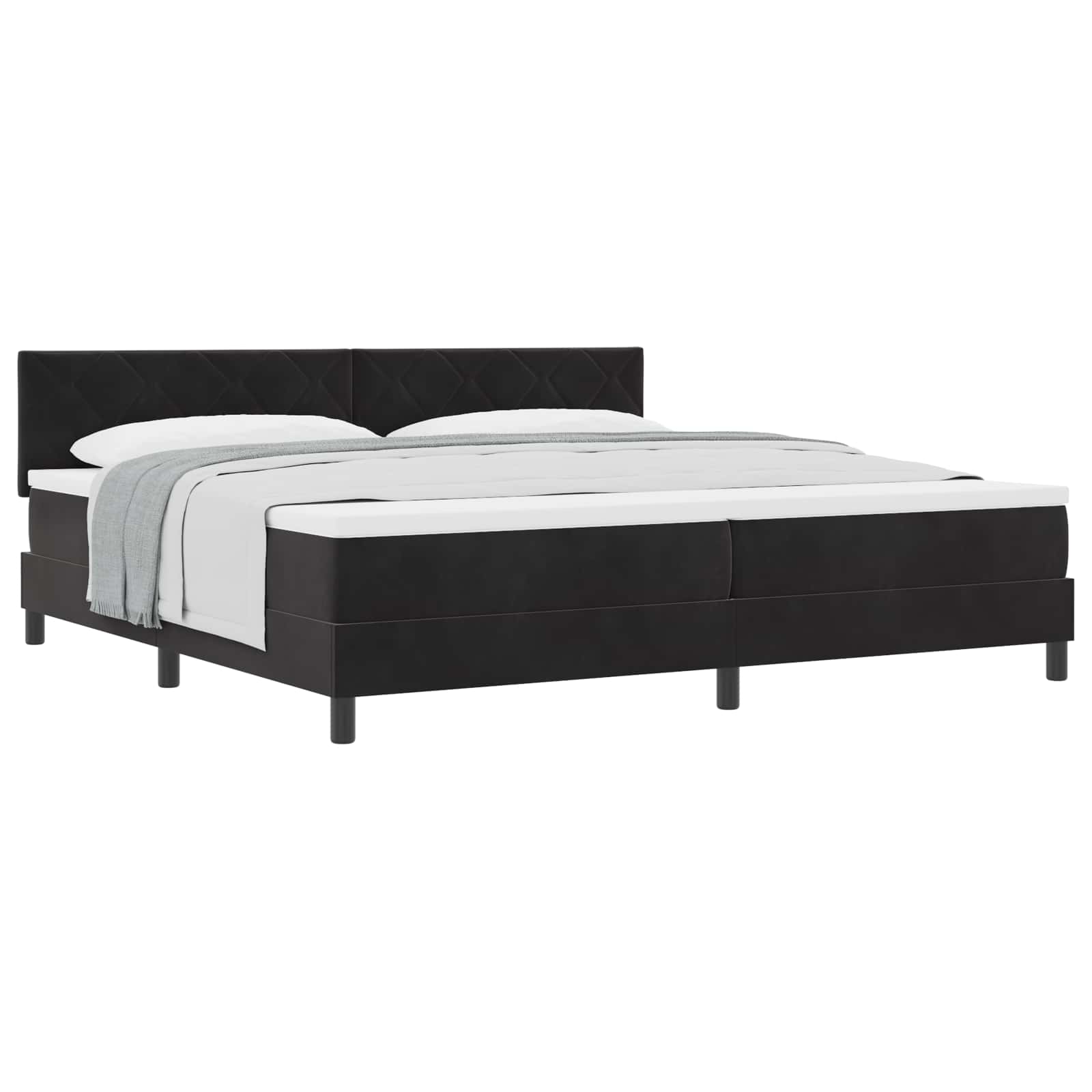 Boxspringbett mit Kopfteil Schwarz 200 x 200 cm Samt