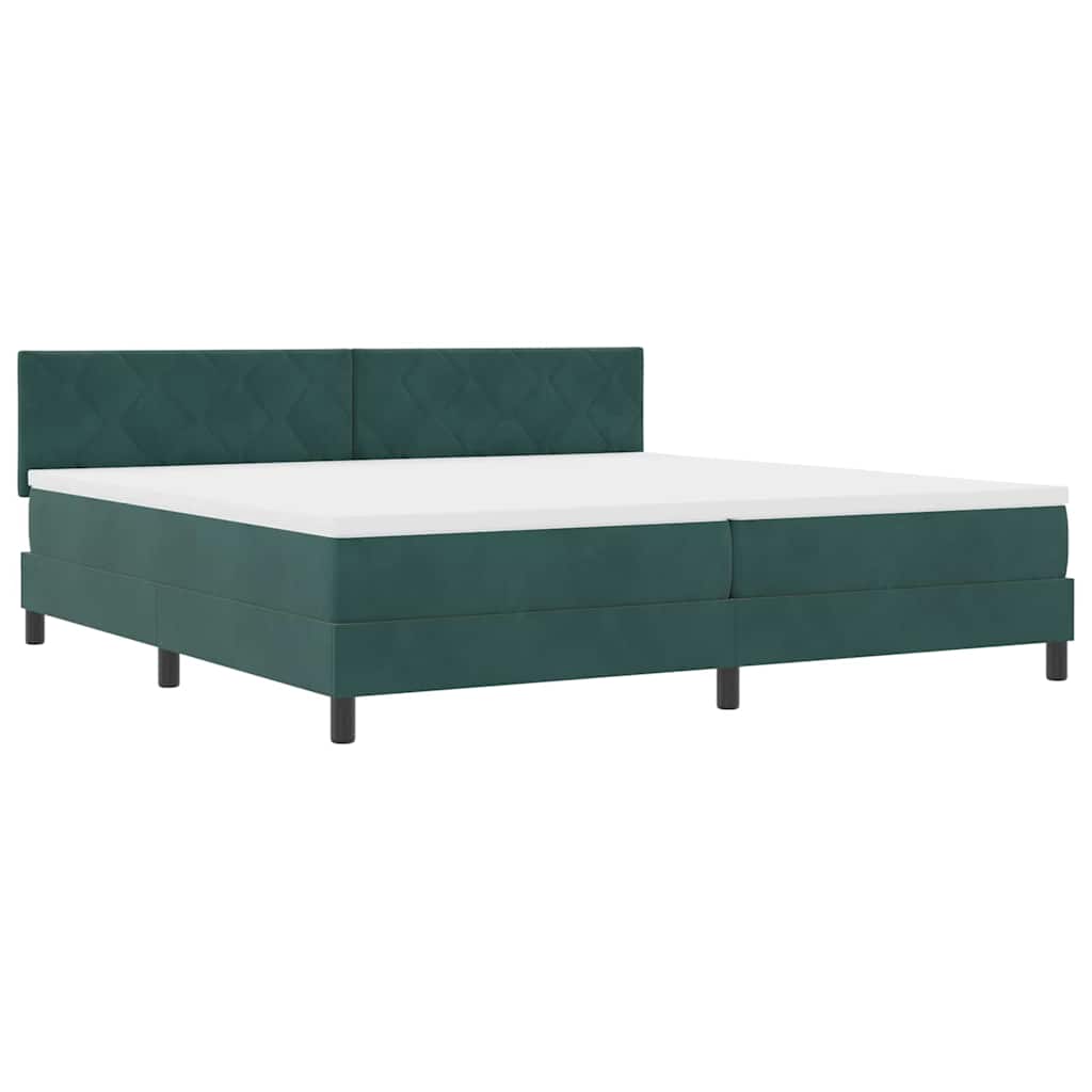 Boxspringbett mit Kopfteil Dunkelgrün 200 x 200 cm Samt