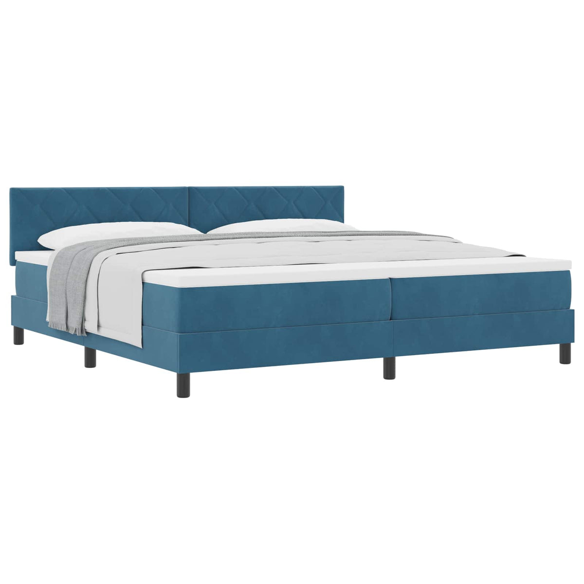 Boxspringbett mit Kopfteil Dunkelblau 200 x 200 cm Samt