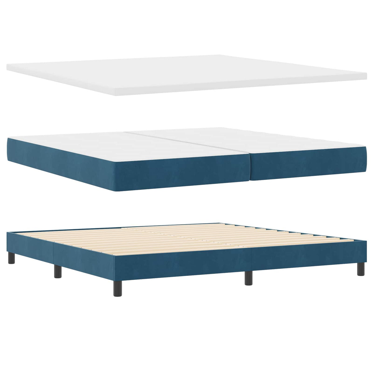 Boxspringbett mit Kopfteil Dunkelblau 200 x 200 cm Samt