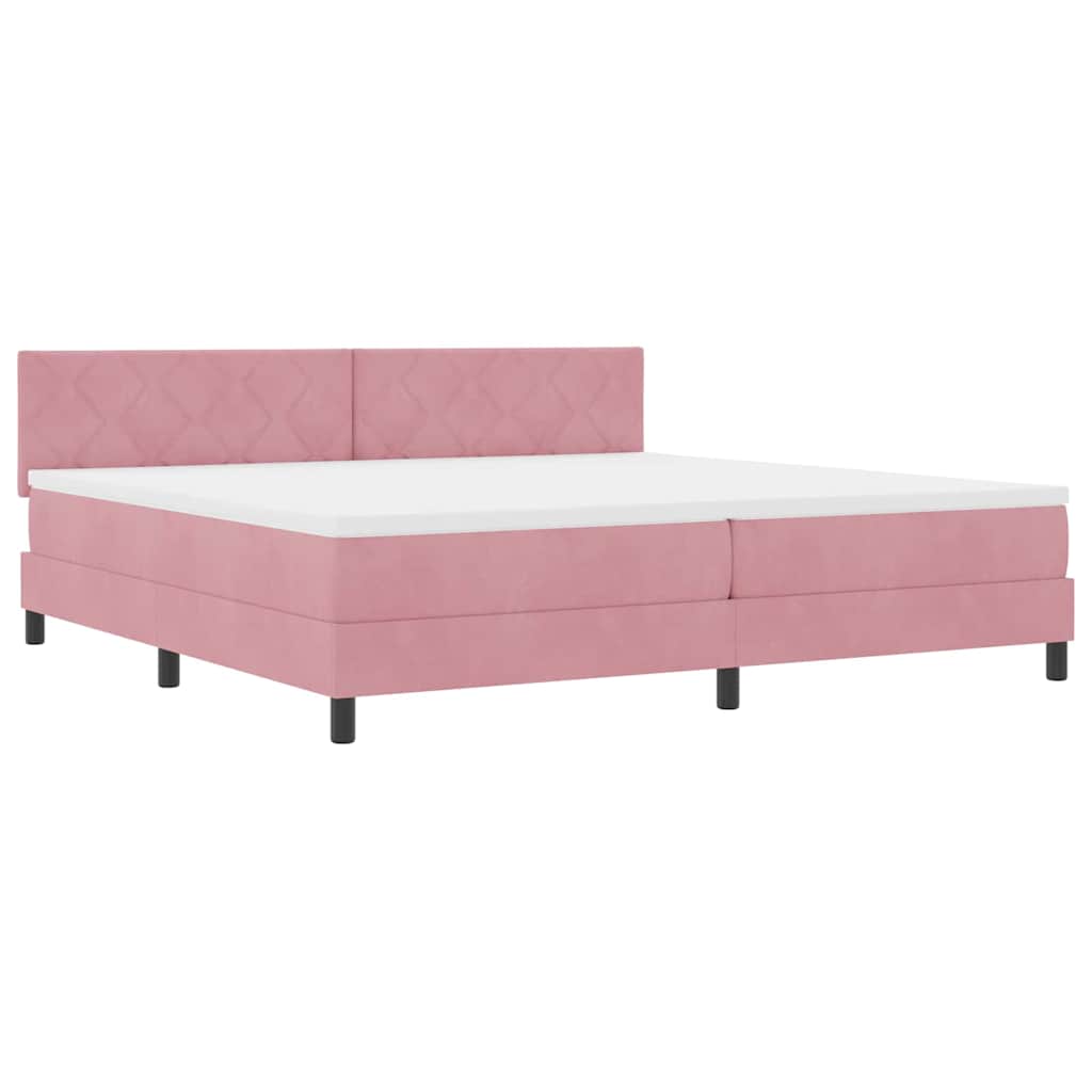 Boxspringbett mit Kopfteil Rosa 200 x 200 cm Samt