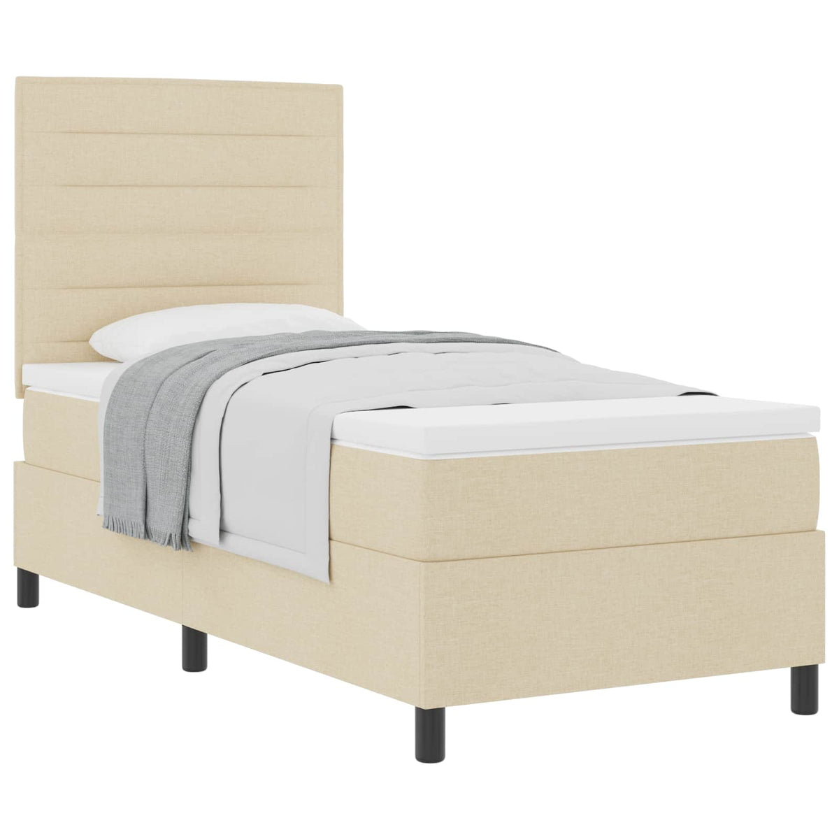 Boxspringbett mit Matratze mit Kopfteil Creme 80 x 200 cm Stoff