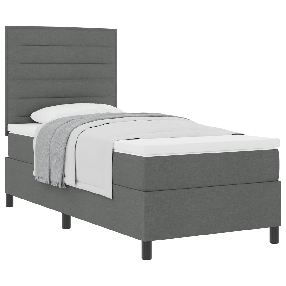 Boxspringbett mit Matratze Dunkelgrau 90 x 190 cm Stoff