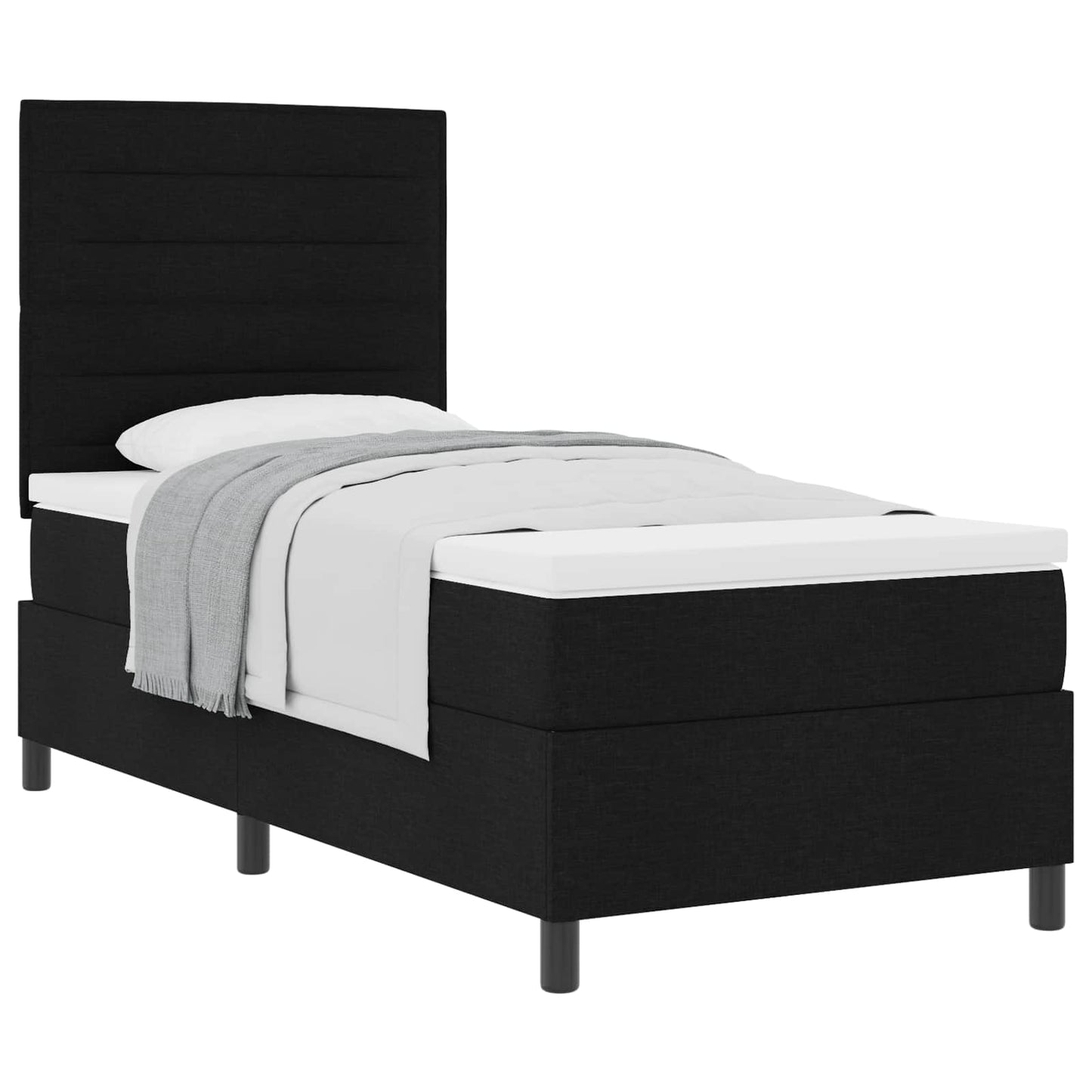 Boxspringbett mit Matratze Schwarz 90 x 190 cm Stoff