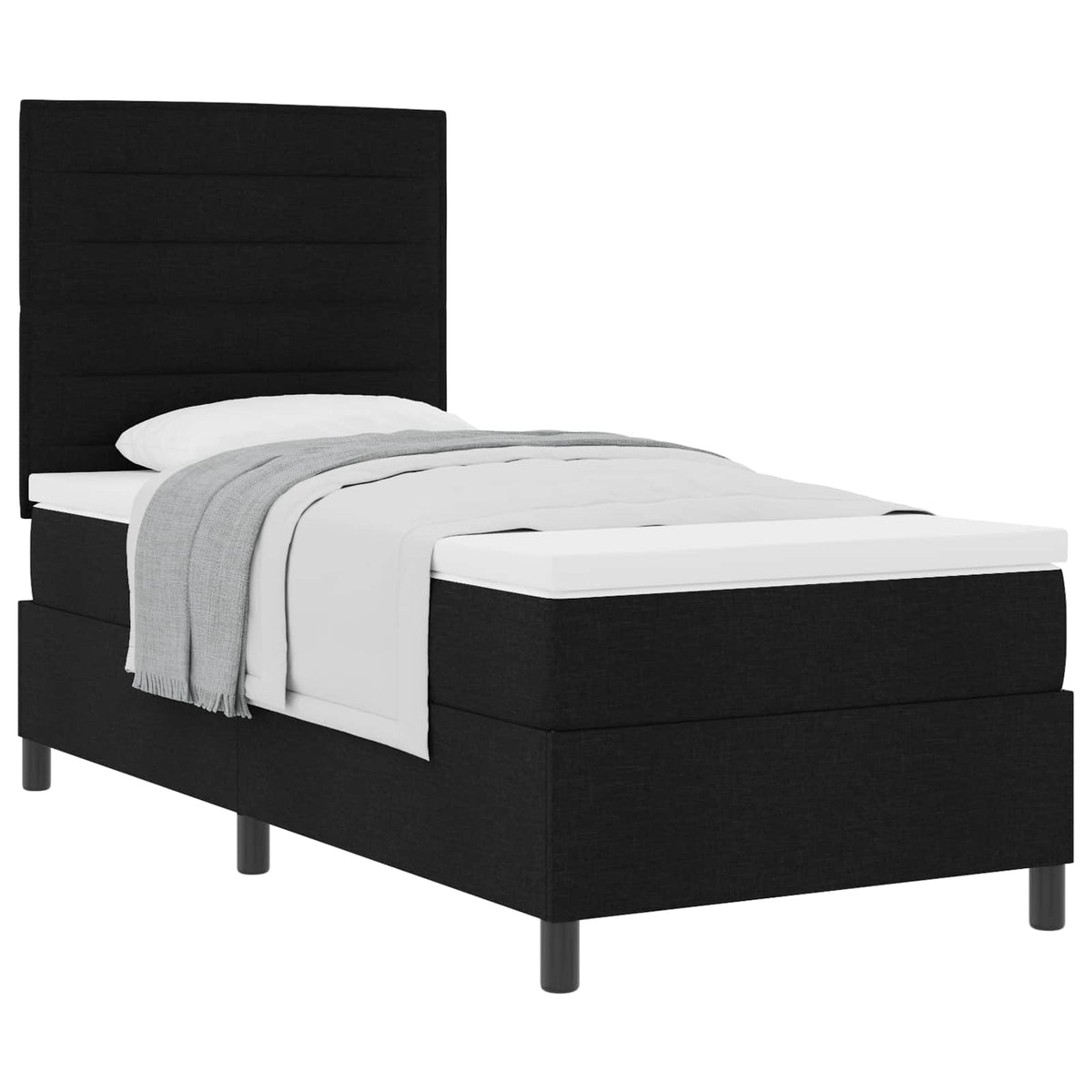 Boxspringbett mit Matratze Schwarz 90 x 190 cm Stoff