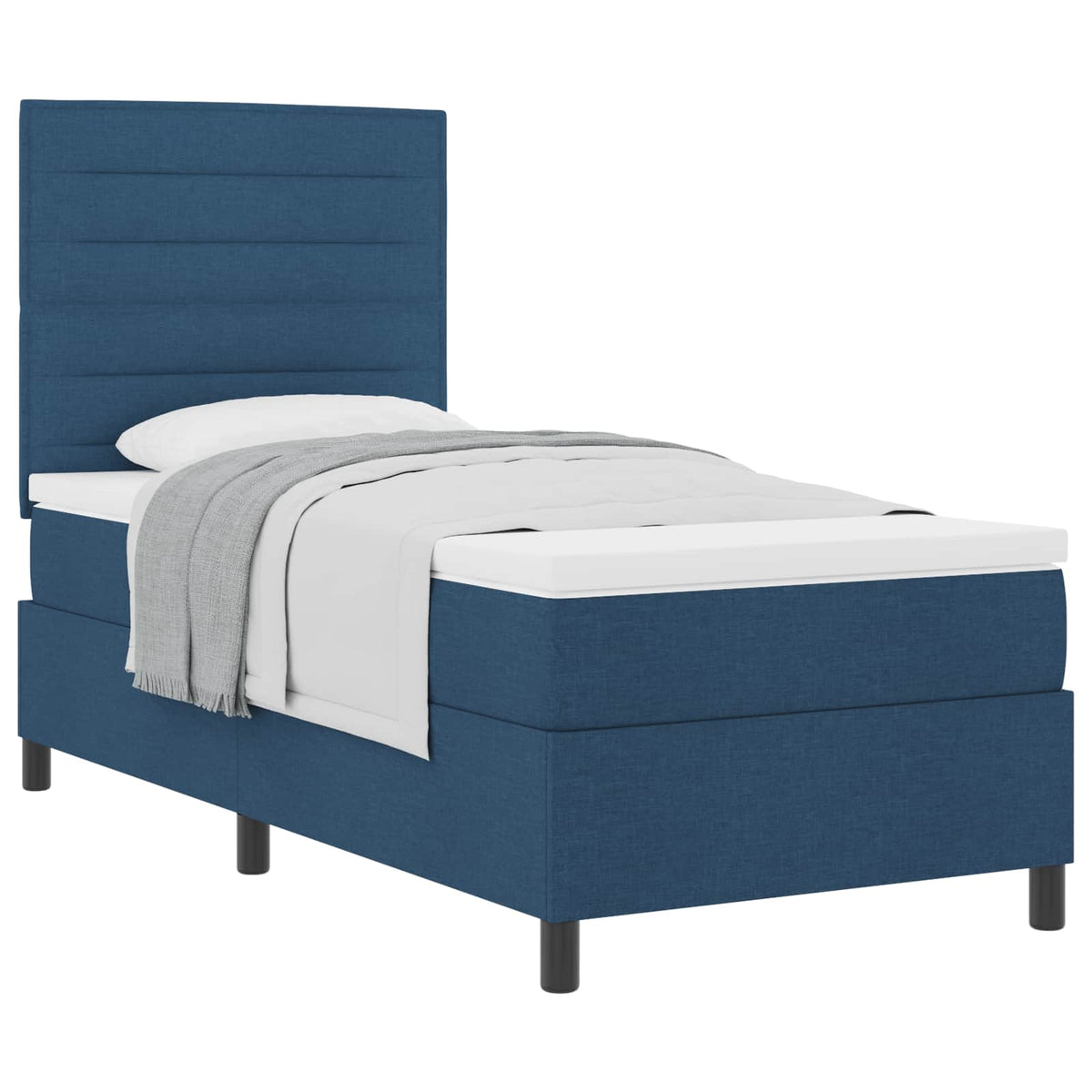 Boxspringbett mit Matratze mit Kopfteil Blau 90 x 190 cm Stoff