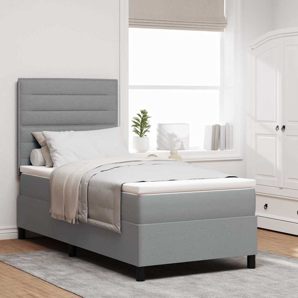Boxspringbett mit Matratze Hellgrau 90 x 200 cm Stoff