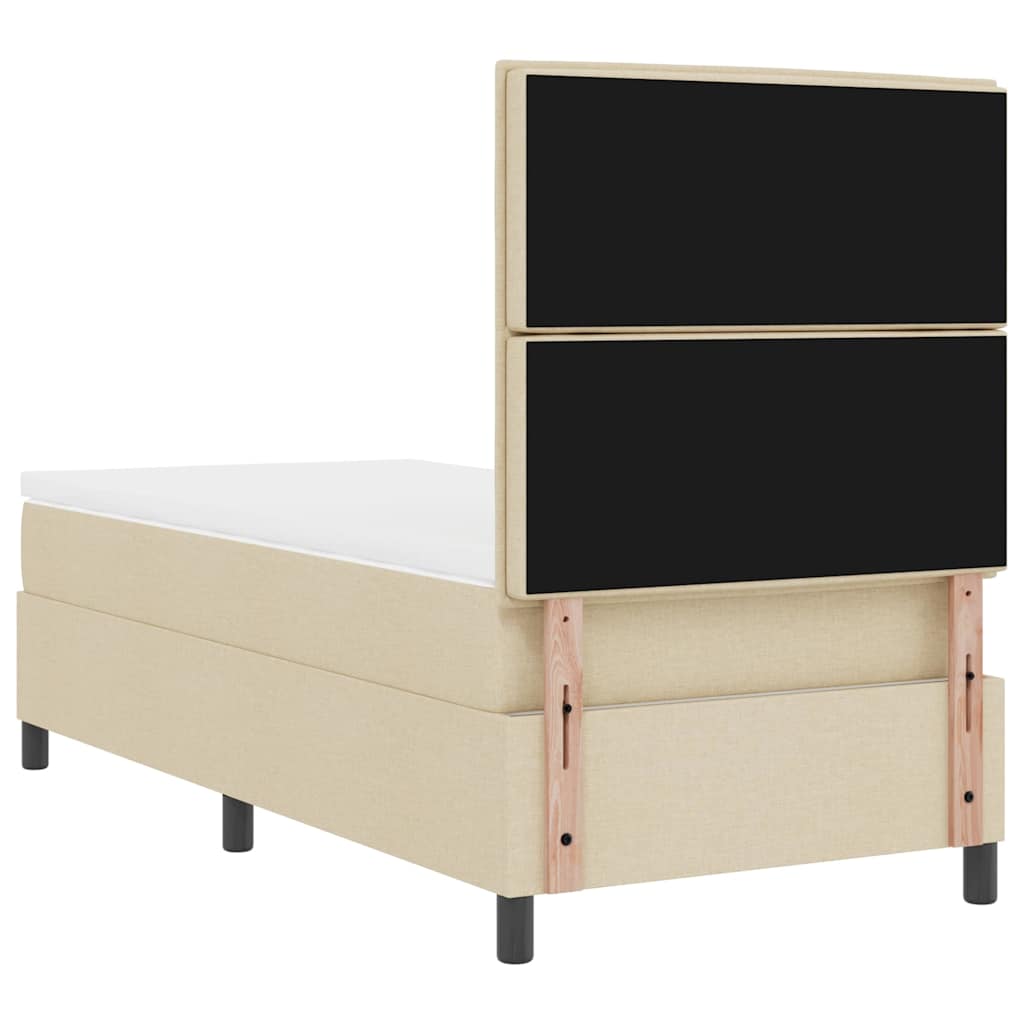 Boxspringbett mit Matratze mit Kopfteil Creme 90 x 200 cm Stoff