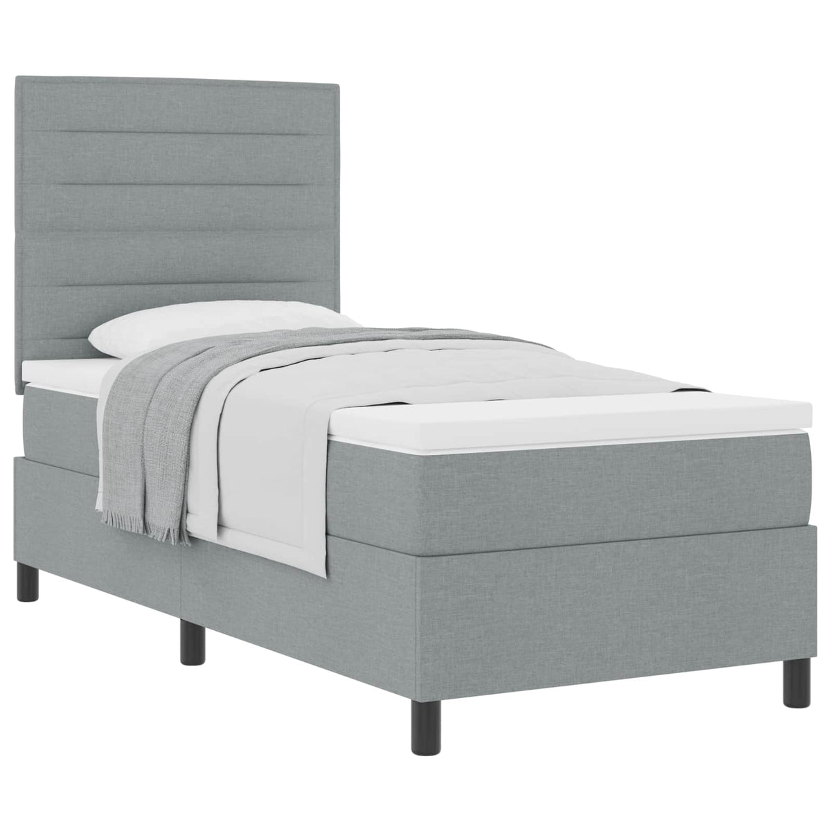 Boxspringbett mit Matratze Hellgrau 100 x 200 cm Stoff