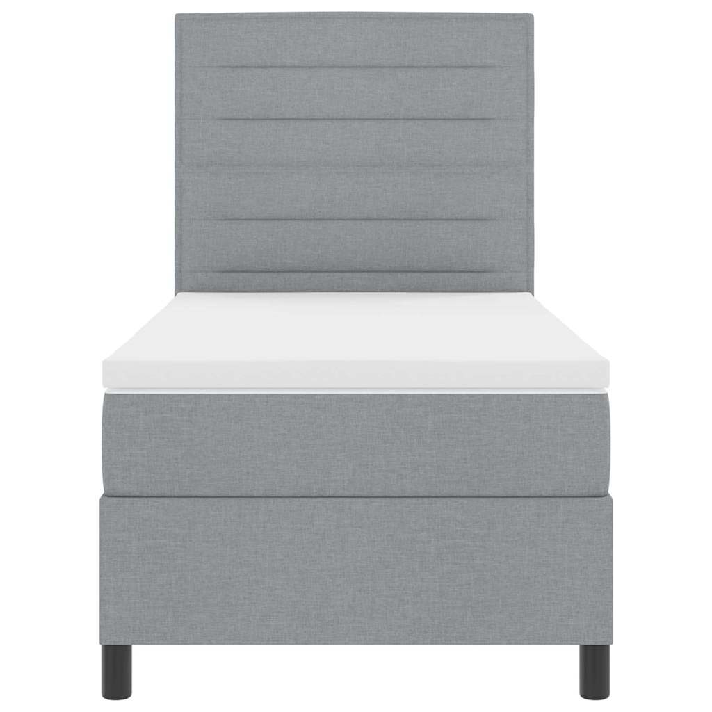 Boxspringbett mit Matratze Hellgrau 100 x 200 cm Stoff