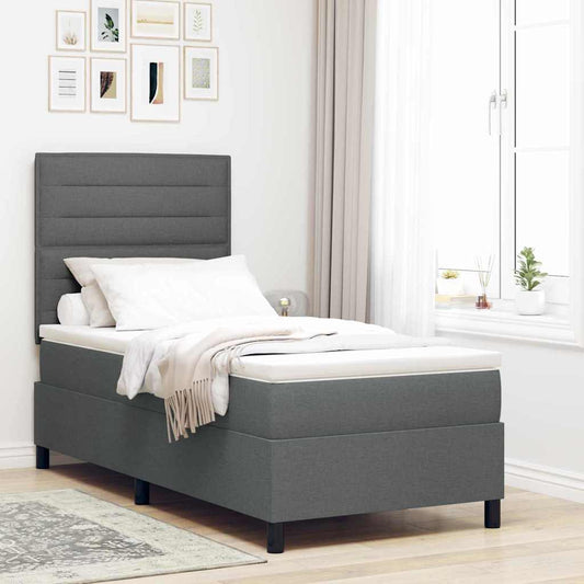 Boxspringbett mit Matratze Dunkelgrau 100 x 200 cm Stoff